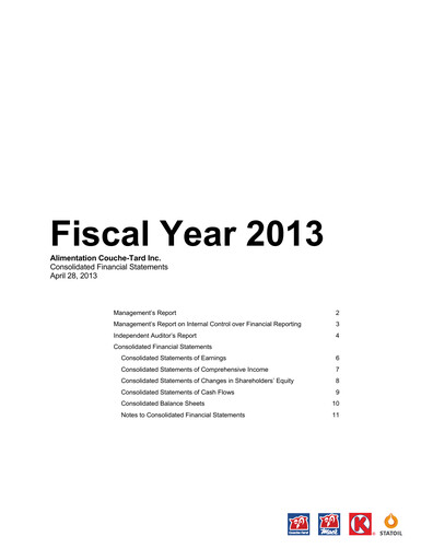 Thumbnail Alimentation Couche-Tard
 Financial Statement 2013