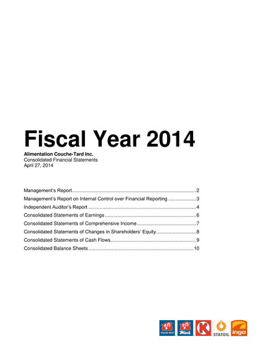 Thumbnail Alimentation Couche-Tard
 Financial Statement 2014