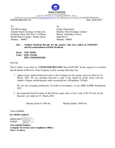 Thumbnail MOIL Financial Statement 2022-2023