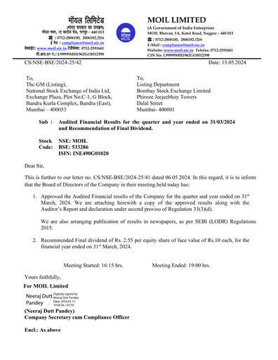 Thumbnail MOIL Financial Statement 2023-2024