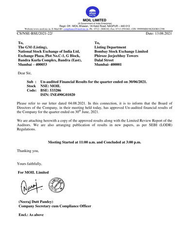 Thumbnail MOIL Quarterly Report 2021-q1
