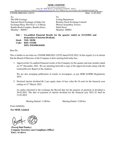 Thumbnail MOIL Quarterly Report 2021-q3