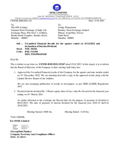 Thumbnail MOIL Quarterly Report 2022-q3