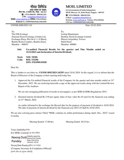 Thumbnail MOIL Quarterly Report 2023-q3