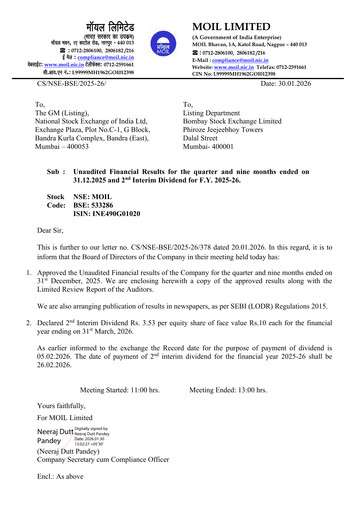 Thumbnail MOIL Quarterly Report 2025-q3