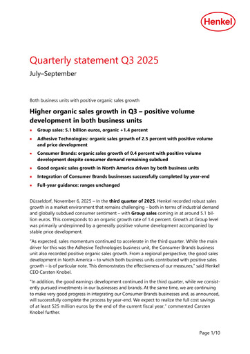Thumbnail Henkel Quarterly Report 2025-q3