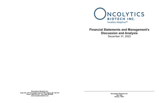 Thumbnail Oncolytics Biotech
 Annual Report 2022
