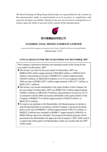 Thumbnail Yankuang Energy (Yanzhou Coal Mining) Annual Report 2007