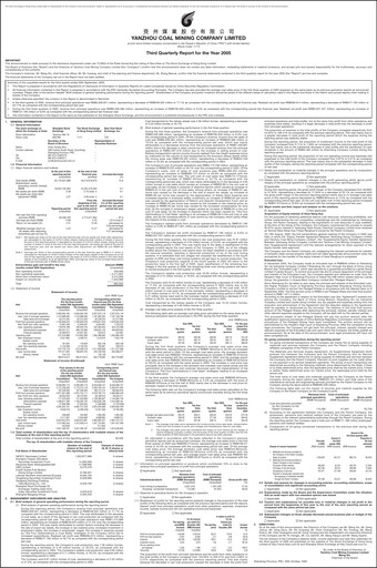 Miniature Yankuang Energy (Yanzhou Coal Mining) Rapport trimestriel 2005-q3