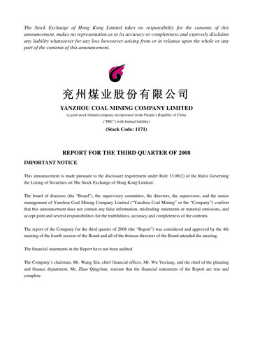 Miniature Yankuang Energy (Yanzhou Coal Mining) Rapport trimestriel 2008-q3