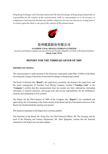 Miniature Yankuang Energy (Yanzhou Coal Mining) Rapport trimestriel 2009-q3