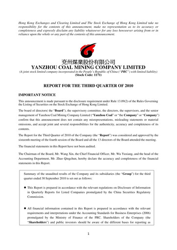 Miniature Yankuang Energy (Yanzhou Coal Mining) Rapport trimestriel 2010-q3