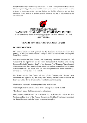 Miniature Yankuang Energy (Yanzhou Coal Mining) Rapport trimestriel 2011-q1
