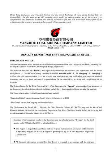 Miniature Yankuang Energy (Yanzhou Coal Mining) Rapport trimestriel 2011-q3