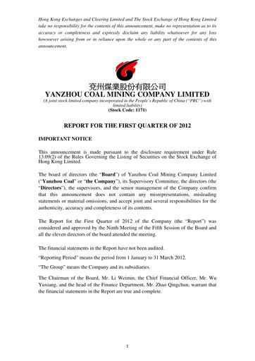 Miniature Yankuang Energy (Yanzhou Coal Mining) Rapport trimestriel 2012-q1