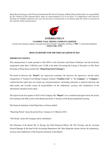 Miniature Yankuang Energy (Yanzhou Coal Mining) Rapport trimestriel 2014-q1