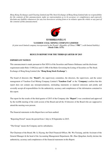 Miniature Yankuang Energy (Yanzhou Coal Mining) Rapport trimestriel 2015-q3