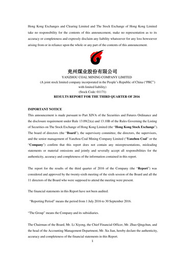 Miniature Yankuang Energy (Yanzhou Coal Mining) Rapport trimestriel 2016-q3