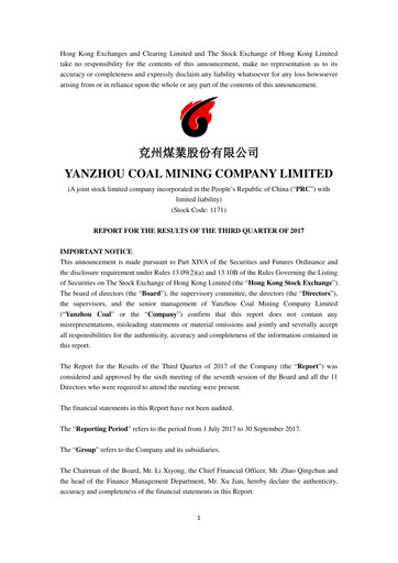 Miniature Yankuang Energy (Yanzhou Coal Mining) Rapport trimestriel 2017-q3