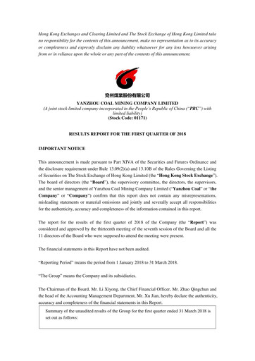 Miniature Yankuang Energy (Yanzhou Coal Mining) Rapport trimestriel 2018-q1