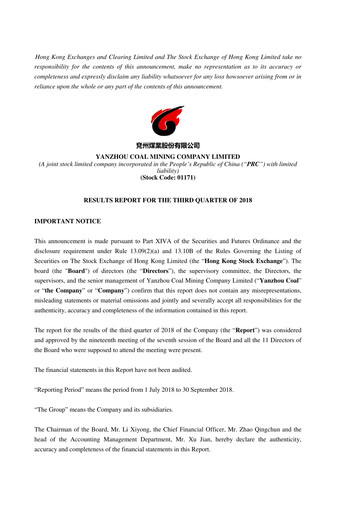 Miniature Yankuang Energy (Yanzhou Coal Mining) Rapport trimestriel 2018-q3