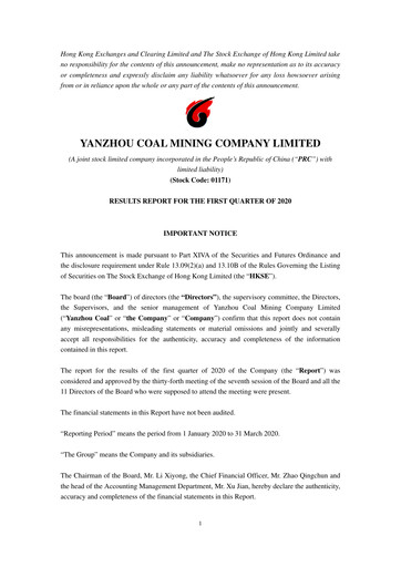Miniature Yankuang Energy (Yanzhou Coal Mining) Rapport trimestriel 2020-q1