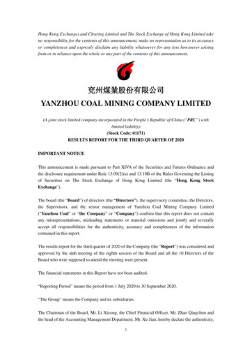 Miniature Yankuang Energy (Yanzhou Coal Mining) Rapport trimestriel 2020-q3