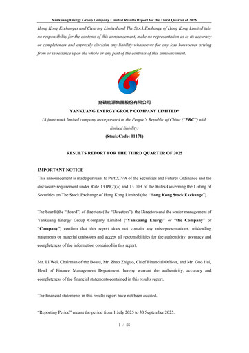 Miniature Yankuang Energy (Yanzhou Coal Mining) Rapport trimestriel 2025-q3