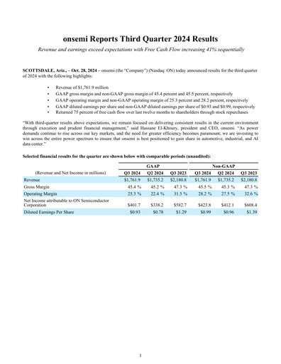 Vorschaubild ON Semiconductor Quartalsbericht 2024-q3
