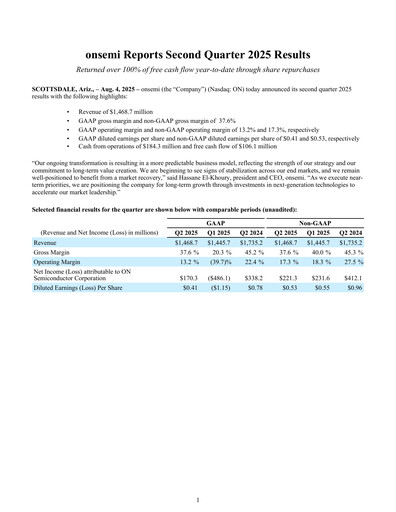 Vorschaubild ON Semiconductor Quartalsbericht 2025-q2