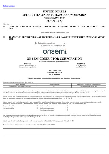 Miniature ON Semiconductor Rapport trimestriel 2026-q1
