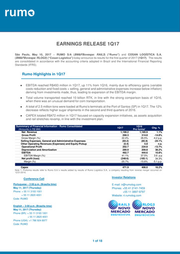 Miniature Rumo Rapport trimestriel 2017-q1