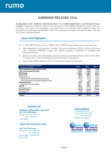 Miniature Rumo Rapport trimestriel 2018-q1