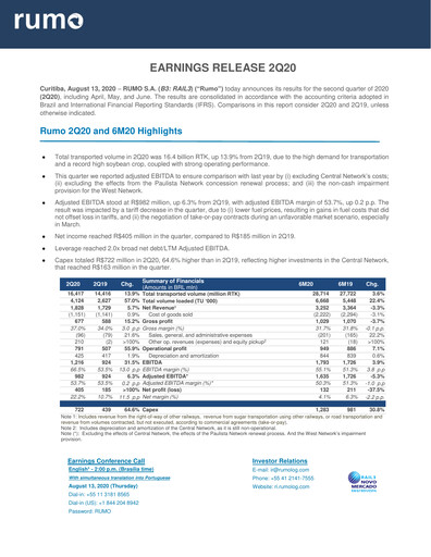 Miniature Rumo Rapport trimestriel 2020-q2