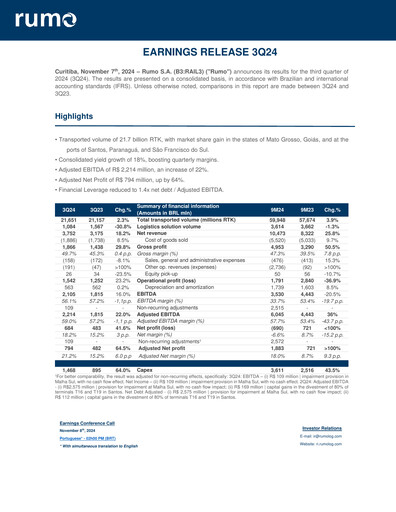 Miniature Rumo Rapport trimestriel 2024-q3