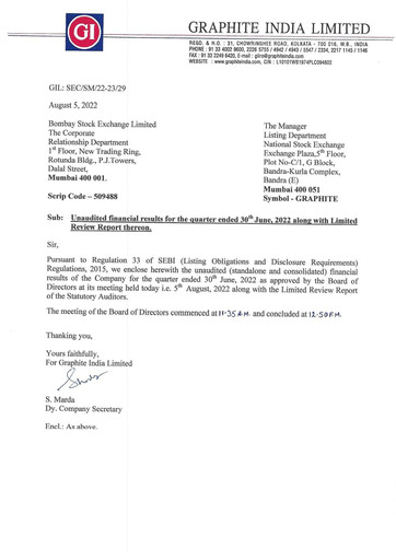 Thumbnail Graphite India Quarterly Report 2022-q1