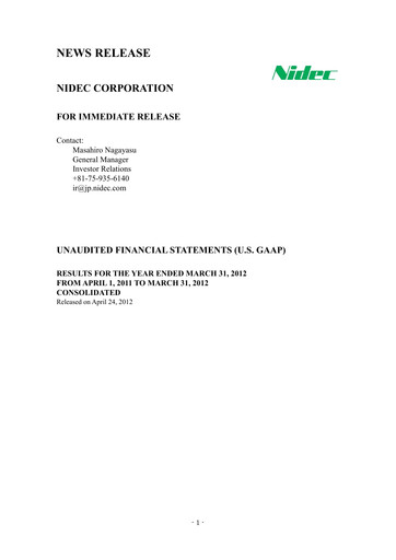 Thumbnail Nidec Financial Statement fy2012