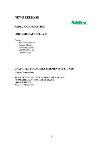 Thumbnail Nidec Financial Statement fy2015