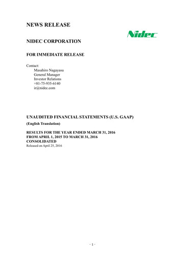 Thumbnail Nidec Financial Statement fy2016