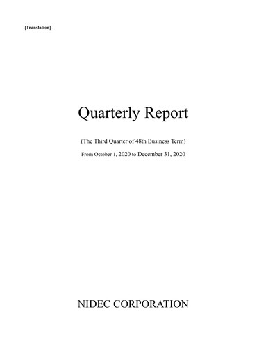 Thumbnail Nidec Quarterly Report 2020-q3