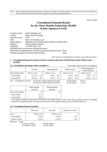 Vorschaubild Fujibo Holdings Quartalsbericht 2027-q1