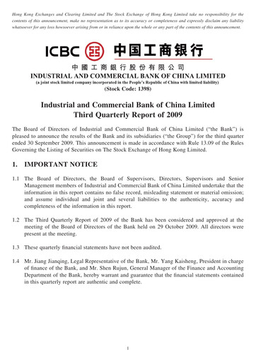 Thumbnail ICBC Quarterly Report 2009-q3