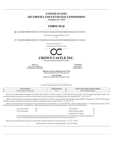 Thumbnail Crown Castle Quarterly Report 2025-q1