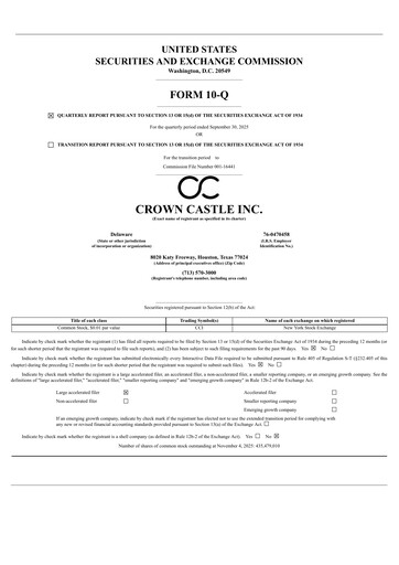 Thumbnail Crown Castle Quarterly Report 2025-q3