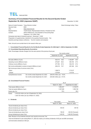Vorschaubild Tokyo Electron Quartalsbericht 2022-q2