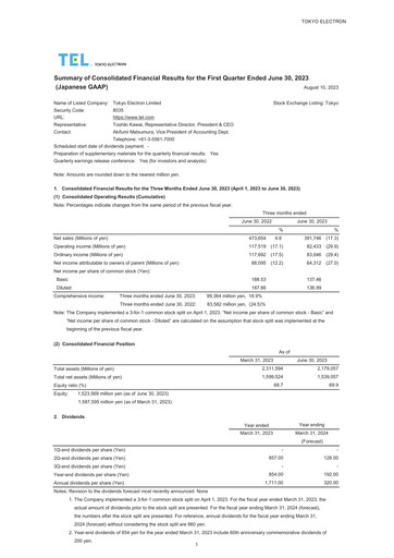 Vorschaubild Tokyo Electron Quartalsbericht 2023-q1