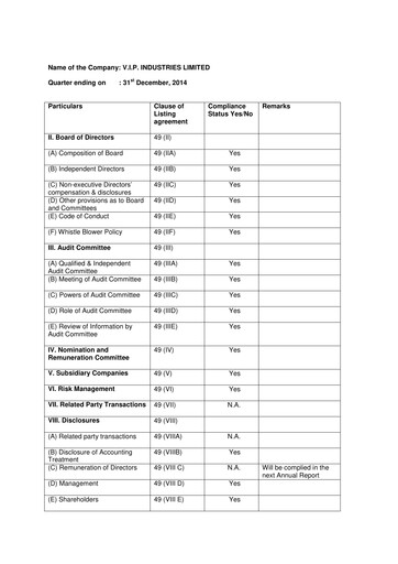 Thumbnail VIP Industries
 Quarterly Report 2014-q3