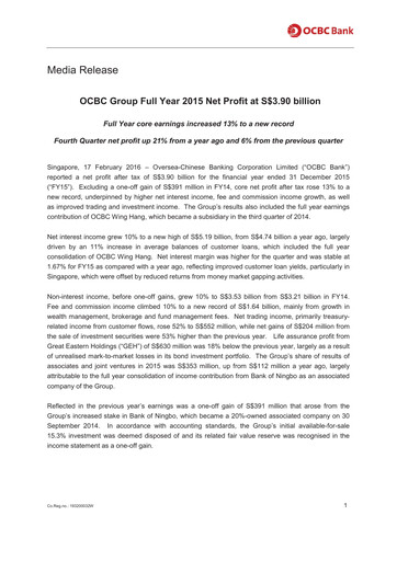 Thumbnail OCBC Bank Financial Statement 2015