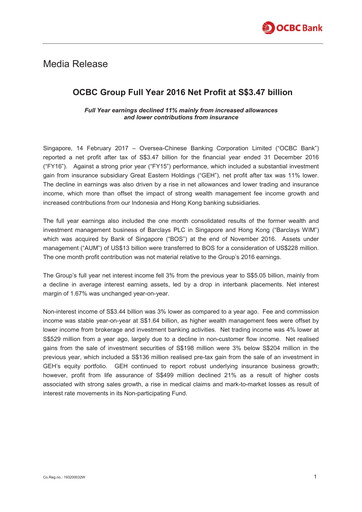 Thumbnail OCBC Bank Financial Statement 2016