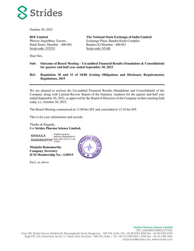 Thumbnail Strides Pharma Quarterly Report 2023-q2